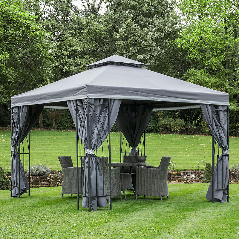 GAZEBO REPLACEMENT CANOPY & FULL SET CURTAINS ONLY BEXLEY 3X4 GRAPHITE